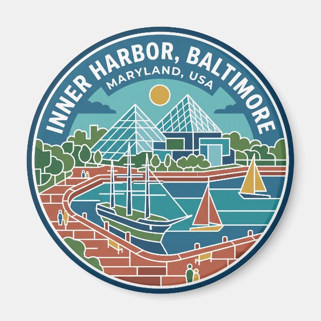 Inner Harbour, Baltimore USA Magnet (Front)