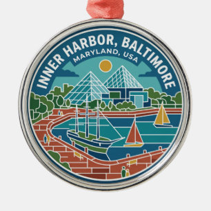 Inner Harbour, Baltimore USA Metal Ornament