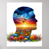 Inner Journey: Vibrant Sunset Wildflower Mindscape