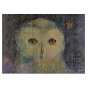 Inner Knowledge Owl Whimsical Maureen Girard Purpl Cutting Board