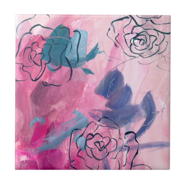 Inner Music - Floral Sketch Ceramic Tile (Front)