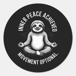 Inner Peace Achieved Movement Optional Yoga Sloth Classic Round Sticker