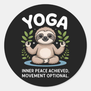 Inner Peace Achieved Movement Optional Yoga Sloth Classic Round Sticker