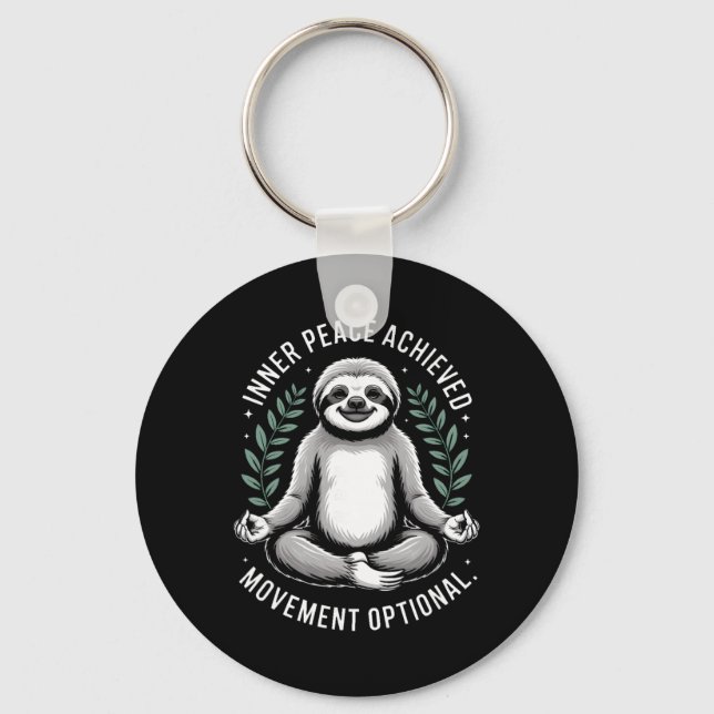 Inner Peace Achieved Movement Optional Yoga Sloth  Key Ring (Front)