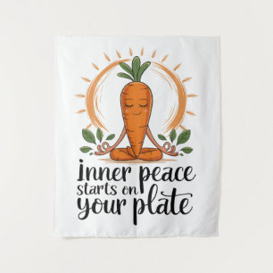 Inner Peace Carrot – Mindful Eating Art Tapestry