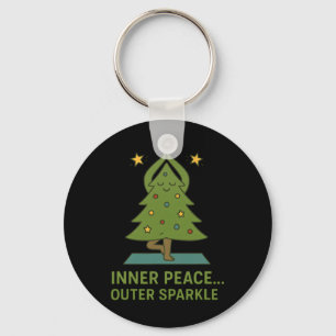 Inner Peace Outer Sparkle Cute Yoga Christmas Tree Key Ring
