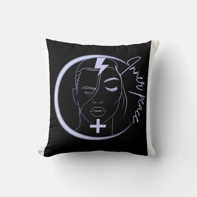 Inner Peace Positive Energy – Minimalist Neon Line Cushion (Front)