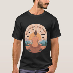Inner Peace Sunrise: Meditative Mountain Serenity  T-Shirt