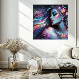 Inner Peace Woman Face Poster with Vibrant Colours