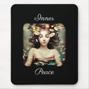 Inner Peace Woman Under Water, AI Artwork Mouse Pad