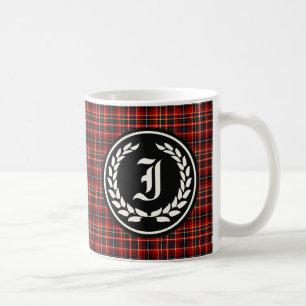 Innes Clan Red Tartan Monogram Coffee Mug