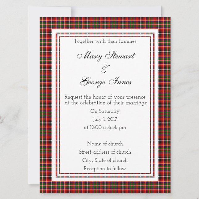 Innes Scottish Wedding Invitation (Front)
