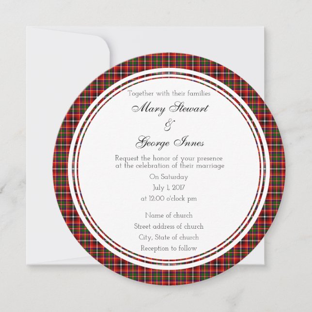 Innes Scottish Wedding Round Invitation (Front)