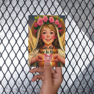 Innocence Captured: Little Girl Tenderly Holding Postcard