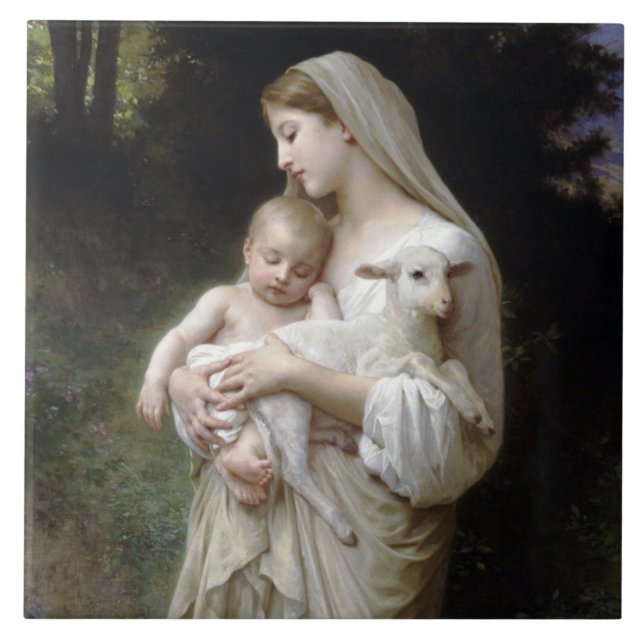 Innocence (Madonna and Child), Bouguereau Ceramic Tile (Front)