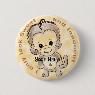 Innocent Monkey  6 Cm Round Badge