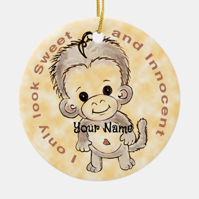 Innocent Monkey  Ceramic Ornament (Front)