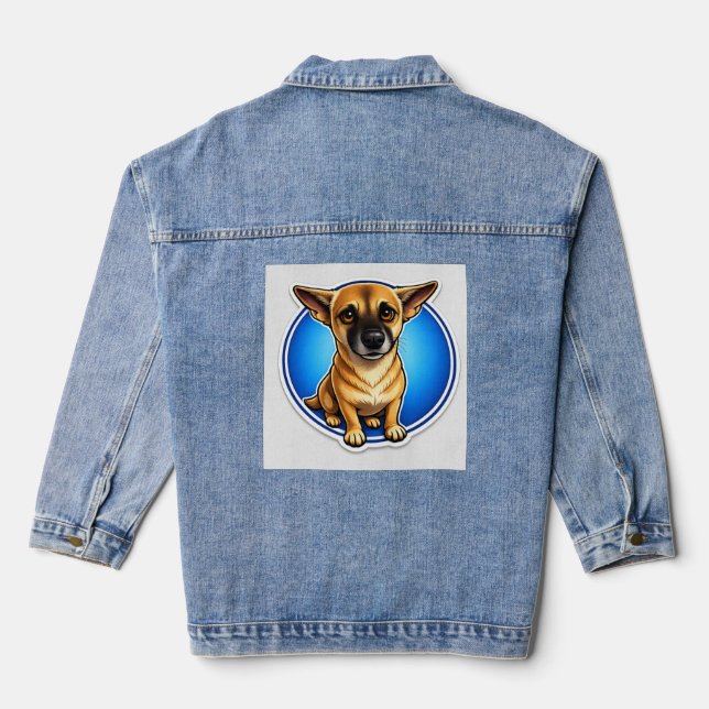 Innocent Puppy Eyes Dog Denim Jacket (Back)