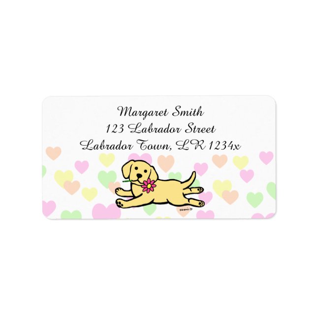 Innocent Yellow Labrador Puppy Cartoon Label (Front)
