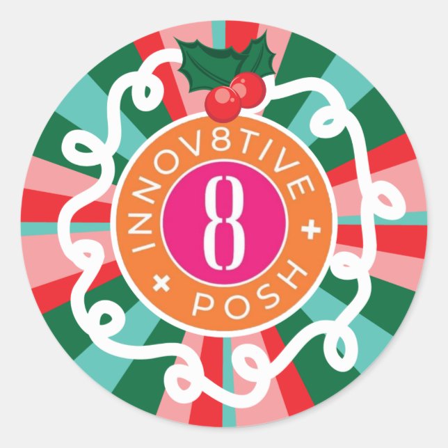 Innov8tive + Posh Christmas Classic Round Sticker (Front)