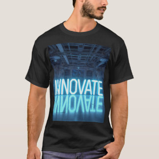 INNOVATE - Cyberpunk Lab Neon Blue Futuristic Tech T-Shirt