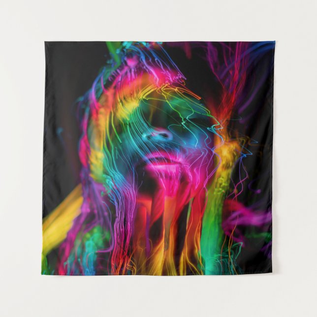 Innovative Lightpainting Portrait Art Technique Tapestry (Front)
