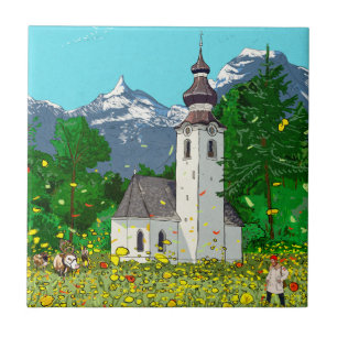 Innsbruck Austria Landscape Whimsical Art Ceramic Tile