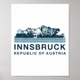 Innsbruck Austria Mountains Austrian Skiing Vintag Poster