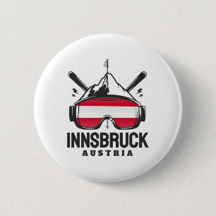 Innsbruck Austria Ski Resort Retro Skiing 6 Cm Round Badge