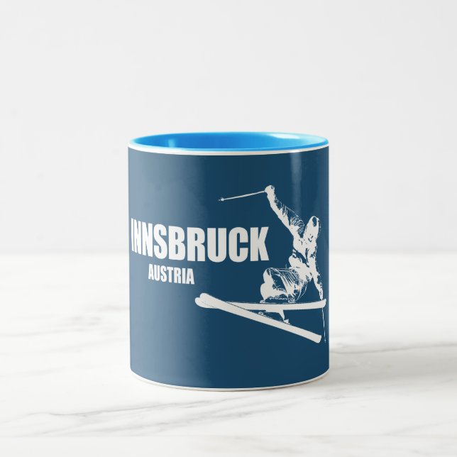 Innsbruck Austria Skier Two-Tone Coffee Mug (Center)