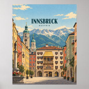 Innsbruck Austria Vintage Travel Art Poster
