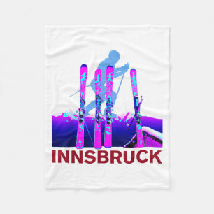 Innsbruck skiing & snowboarding retro 90s fleece blanket