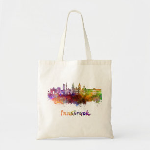 Innsbruck skyline in watercolor tote bag