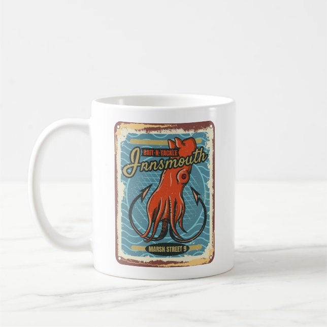 Innsmouth Bait and Tackle Fishing Lovecraft Coffee Mug (Left)