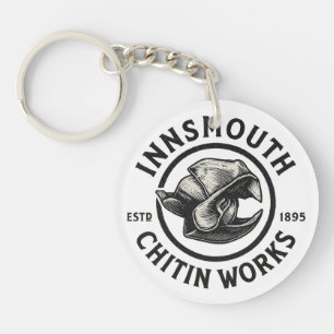 Innsmouth Chitin Works – Vintage Monochrome Logo Key Ring