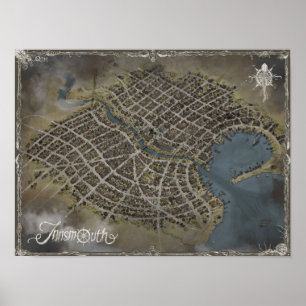 Innsmouth map, Lovecraft world Poster