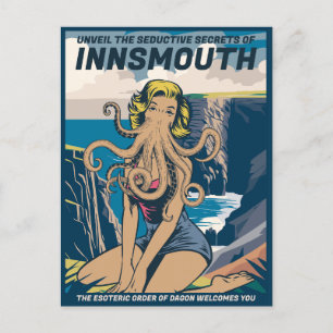 Innsmouth Pin-up Cthulhu Travel Poster Lovecraft Postcard