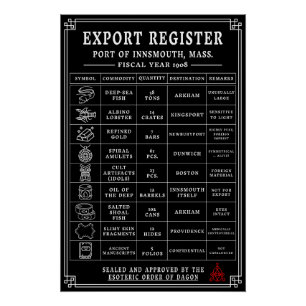 Innsmouth Shipping Manifest Vintage Deep Sea Poster
