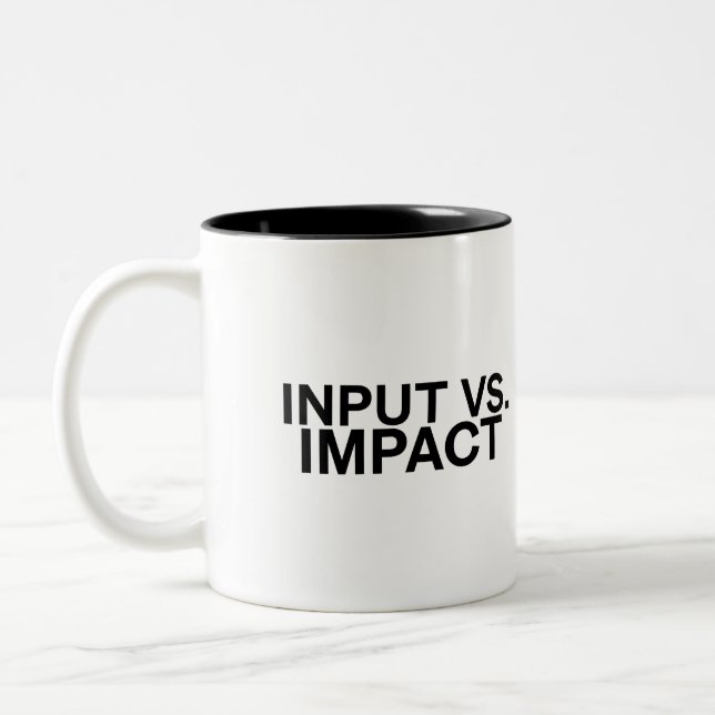 Input vs. Impact Large Minimalist Two-Tone Coffee Mug (Left)