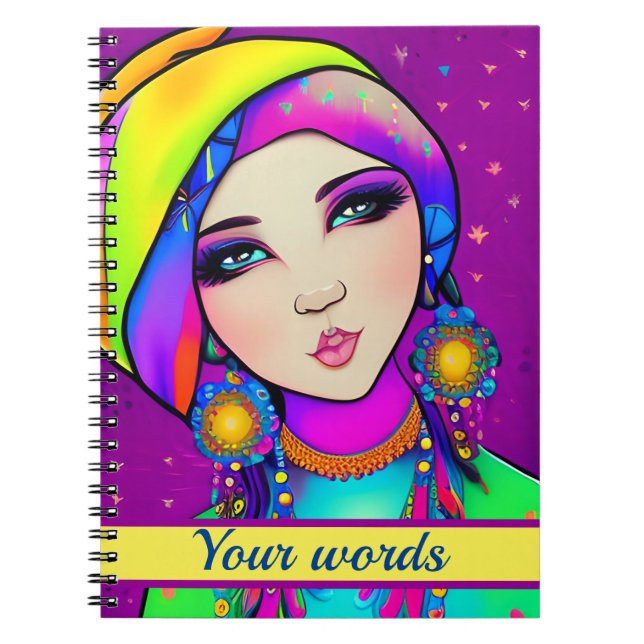 Inquisiitve Whimsical Girl Spiral Photo Notebook (Front)