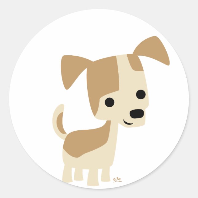 Inquisitive little dog cartoon sticker (Front)