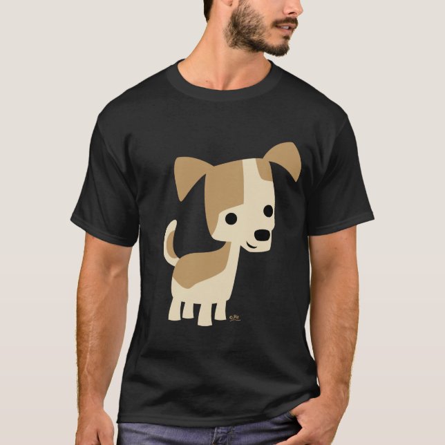 Inquisitive little dog cartoon T-shirt (Front)