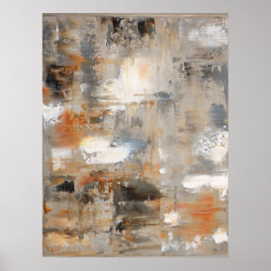 'Inquisitive' Neutral Abstract Art Poster Print