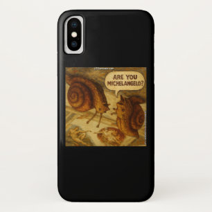 Inquisitive Snail & Michelangelo Parody Cartoon  iPhone X Case