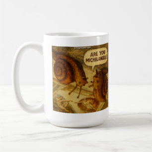 Inquisitive Snail & Michelangelo Parody Cartoon  Coffee Mug