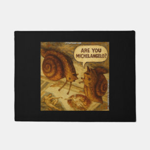 Inquisitive Snail & Michelangelo Parody Cartoon Doormat