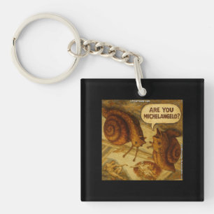 Inquisitive Snail & Michelangelo Parody Cartoon Key Ring