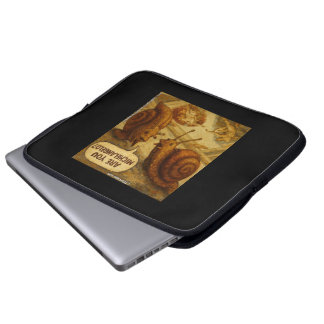 Inquisitive Snail & Michelangelo Parody Cartoon Laptop Sleeve