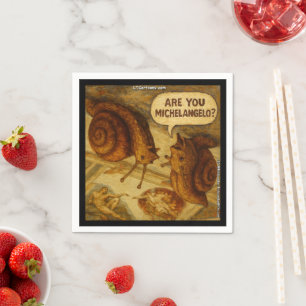 Inquisitive Snail & Michelangelo Parody Cartoon Napkin