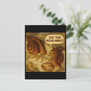 Inquisitive Snail & Michelangelo Parody Cartoon Postcard